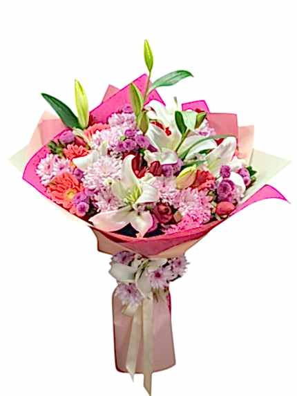 PEMBE ZARAFET (Lilyum & Gerbera Buketi)